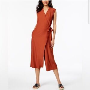 Eileen Fisher Pekoe Wrap-Front Jumpsuit Outfit Brick L